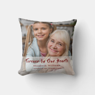 Forever In Our Hearts  Personalized Memorial Photo Throw Pillow