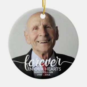 Forever In Our Hearts Personalized Photo Memorial Ceramic Ornament