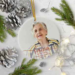Forever In Our Hearts Personalized Photo Memorial Ceramic Ornament