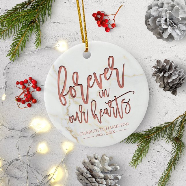 Forever In Our Hearts Personalized Photo Memorial Ceramic Ornament (Creator Uploaded)