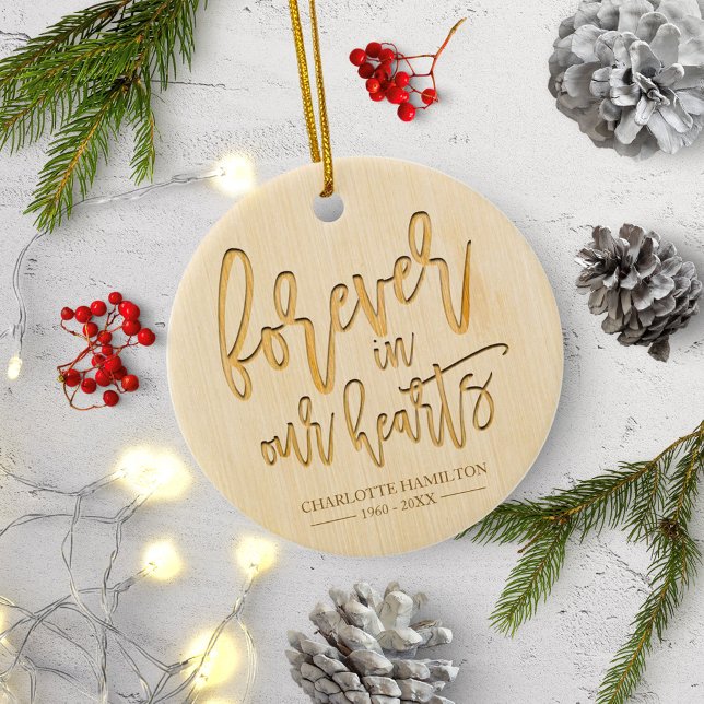 Forever In Our Hearts Personalized Photo Memorial Ceramic Ornament (Creator Uploaded)