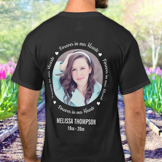 Forever in our Hearts Personalized Photo Memorial  T-Shirt (Creator Uploaded)