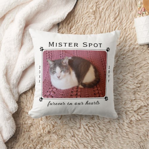 Forever in Our Hearts Pet Cat Dog Photo Template Throw Pillow