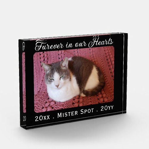 Forever in Our Hearts Pet Cat Dog Template Black Photo Block