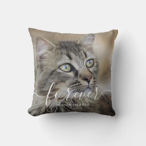 Forever in our Hearts Pet Cat Memorial Throw Pillow