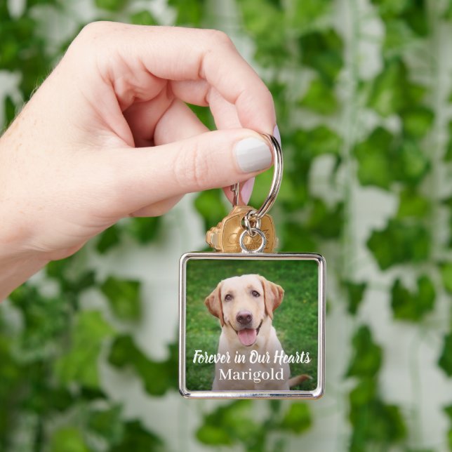 Forever in Our Hearts Pet Dog Photo Keepsake Keychain (Hand)