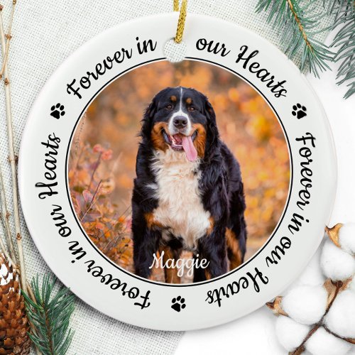 Forever in our Hearts Pet Loss Gift Dog Memorial Ceramic Ornament