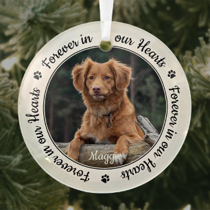 Forever in our Hearts Pet Loss Gift Dog Memorial Glass Ornament