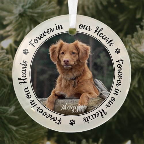 Forever in our Hearts Pet Loss Gift Dog Memorial Glass Ornament