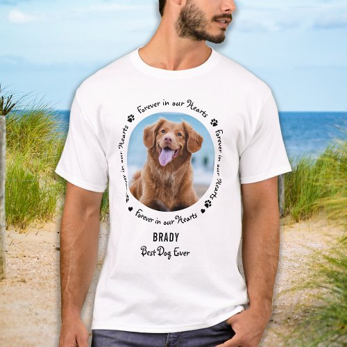 Forever In Our Hearts Pet Loss Pet Memorial Photo T_Shirt