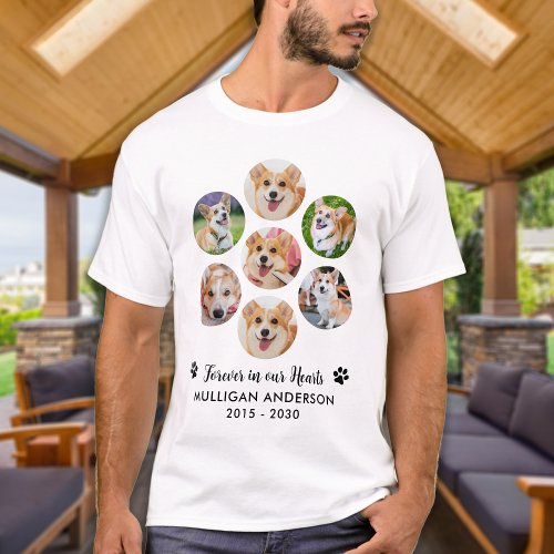 Forever In Our Hearts Pet Memorial 7 Photo Collage T_Shirt