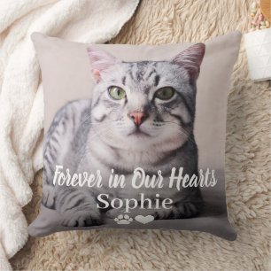 Forever in Our Hearts Pet Memorial Cat Throw Pillow