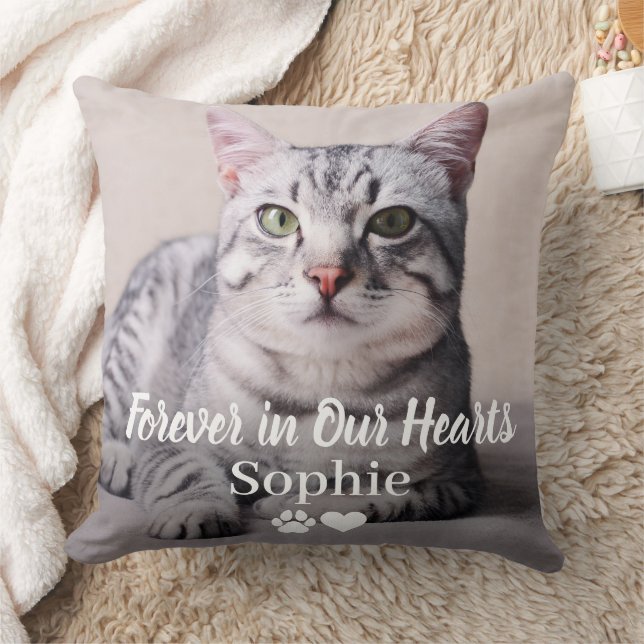Forever in Our Hearts Pet Memorial Cat Throw Pillow (Blanket)