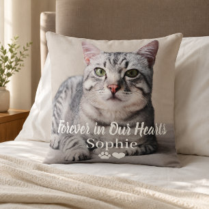 Forever in Our Hearts Pet Memorial Cat Throw Pillow