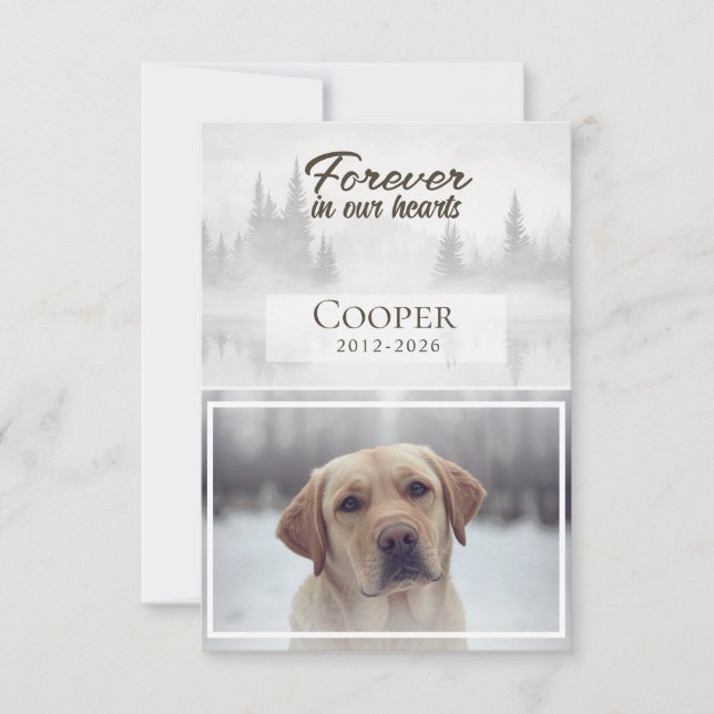 Forever in our hearts Pet memorial custom Thank You Card (Front)