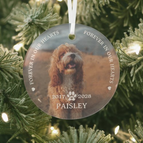 Forever In Our Hearts Pet Memorial Glass Ornament
