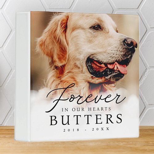 Forever in our Hearts Pet Memorial Modern Photo 3 Ring Binder