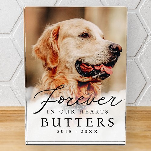 Forever in our Hearts Pet Memorial Modern Photo Block