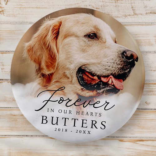 Forever in our Hearts Pet Memorial Modern Photo Button