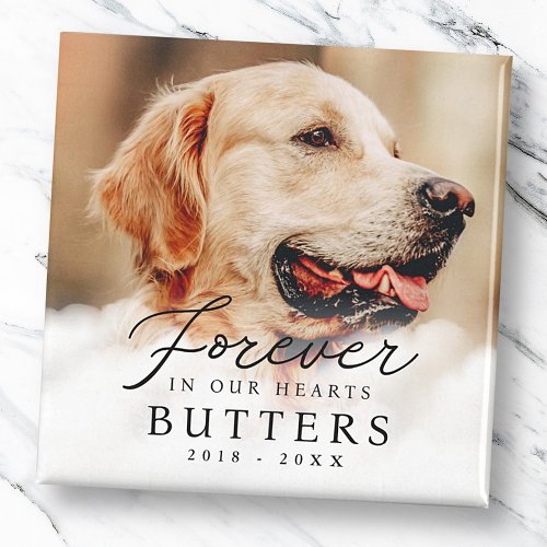 Forever in our Hearts Pet Memorial Modern Photo Magnet