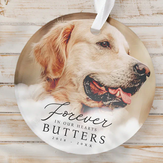 Forever in our Hearts Pet Memorial Modern Photo Ornament | Zazzle