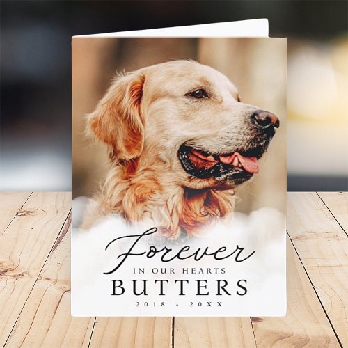 Forever in our Hearts Pet Memorial Modern Photo Thank You Card