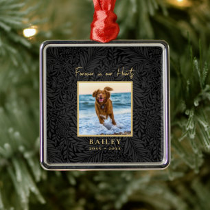 Forever in our Hearts Pet Memorial Name Photo Metal Ornament