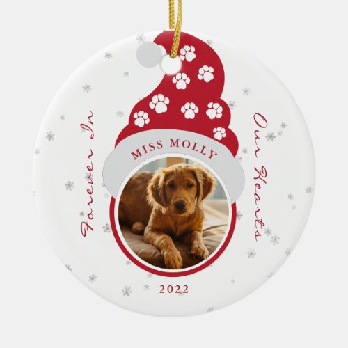Forever In Our Hearts Pet Memorial Photo Ceramic Ornament