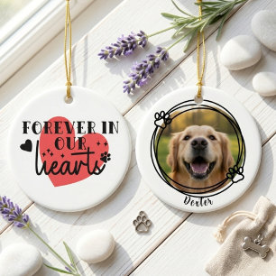 Forever In Our Hearts Pet Memorial Photo Ceramic Ornament