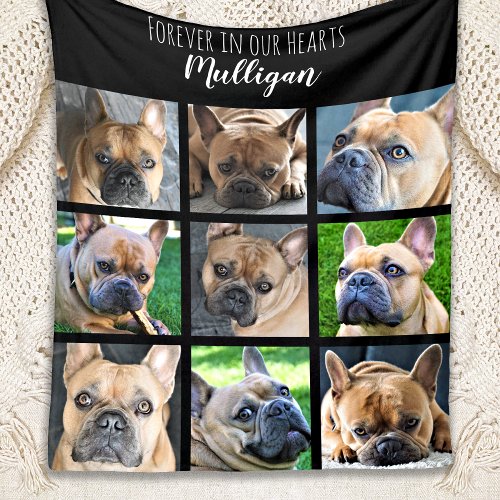 Forever in our Hearts Pet Memorial Photo Collage Fleece Blanket