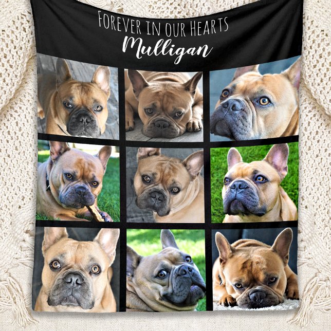 Forever in our Hearts Pet Memorial Photo Collage Fleece Blanket (Creator Uploaded)