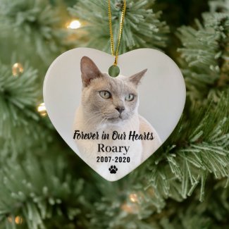 Forever in Our Hearts Pet Memorial Photo Keepsake Ceramic Ornament