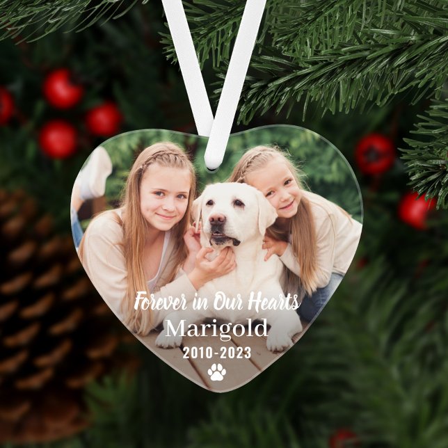 Forever in Our Hearts Pet Memorial Photo Keepsake Ornament (Creator Uploaded)