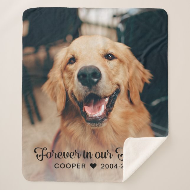 Forever in our Hearts Pet Memorial Photo Keepsake Sherpa Blanket (Front)