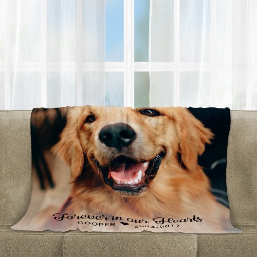 Forever in our Hearts Pet Memorial Photo Sherpa Blanket