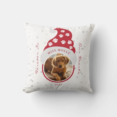 Forever In Our Hearts Pet Memorial Photo  Throw Pillow