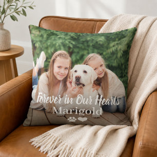 Forever in Our Hearts Pet Memorial Photo Throw Pillow