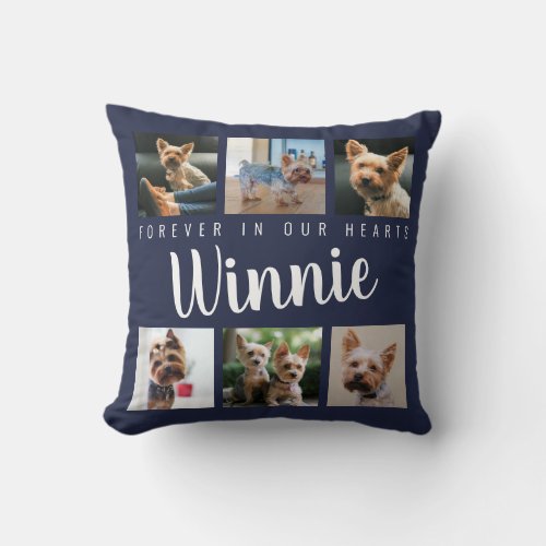 Forever in Our Hearts Pet Photo Keepsake Memory  T Throw Pillow