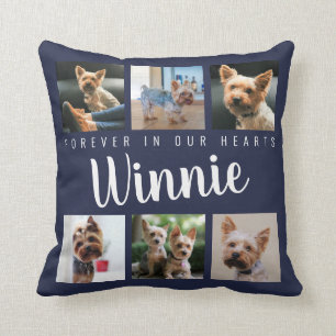 Forever in Our Hearts Pet Photo Keepsake Memory T Throw Pillow
