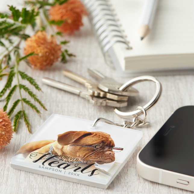 Forever in our Hearts Pet Photo Memorial Keychain (Front Right)