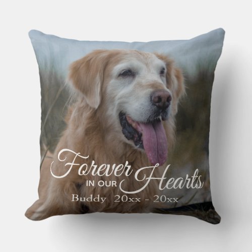 Forever in our Hearts Pet Photo Memorial Throw Pil Throw Pillow
