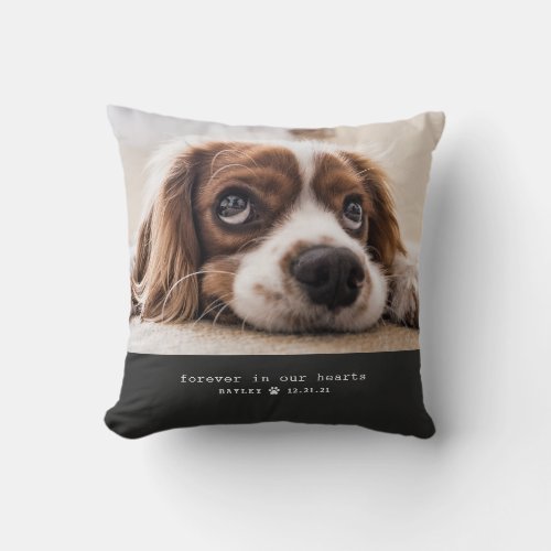 Forever in Our Hearts Pet Photo Memorial Throw Pil Throw Pillow