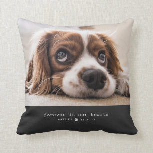 Forever in Our Hearts Pet Photo Memorial Throw Pil Throw Pillow