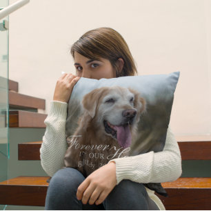 Forever in our Hearts Pet Photo Memorial Throw Pillow