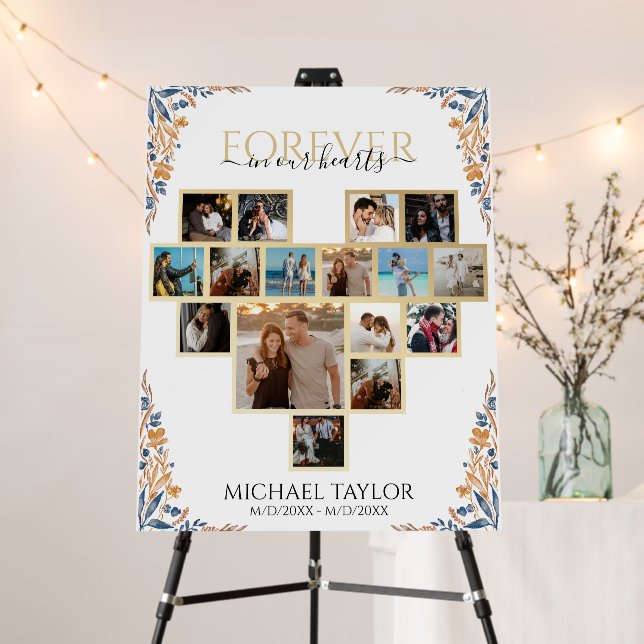 Forever in Our Hearts Photo Collage Funeral Foam Board (In Situ (Stand))