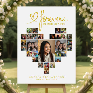 Forever In Our Hearts Photo Collage Funeral Welcom Foam Board