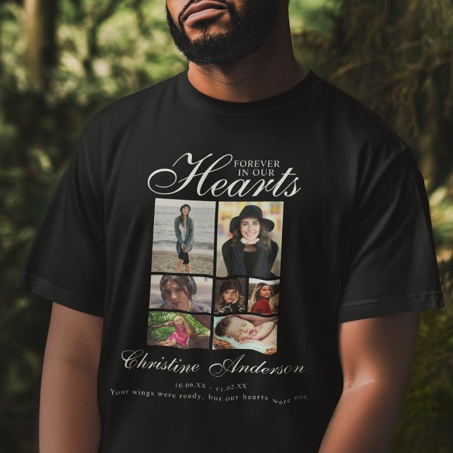 Forever In Our Hearts | Photo Collage Memorial T-Shirt (Creator Uploaded)