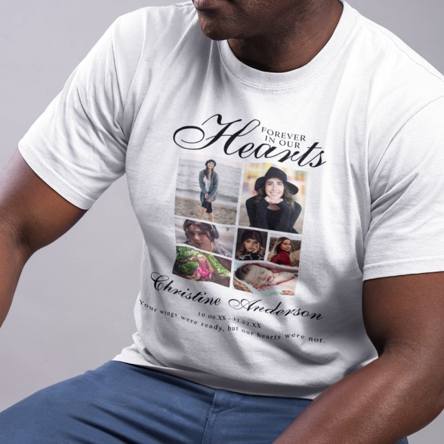 Forever In Our Hearts | Photo Collage Memorial T-Shirt (Creator Uploaded)