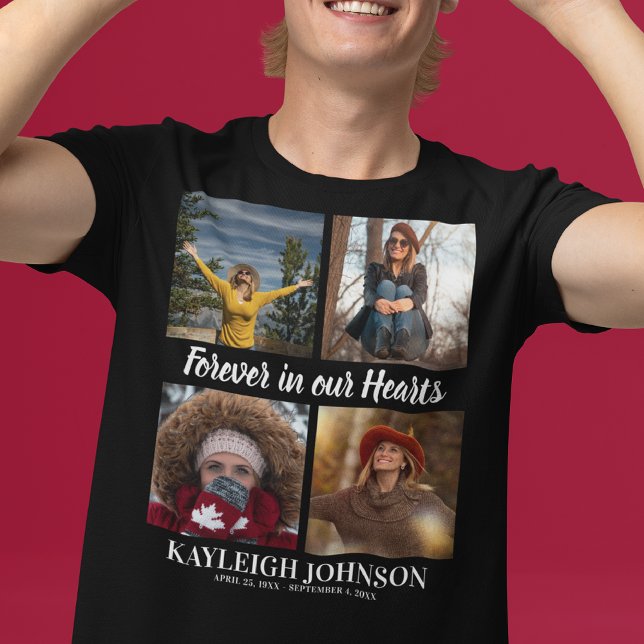 Forever in our Hearts | Photo Collage Memorial T-Shirt (Creator Uploaded)