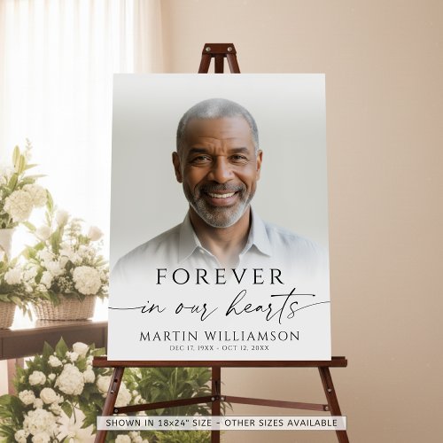 Forever in Our Hearts Photo Elegant Script Funeral
